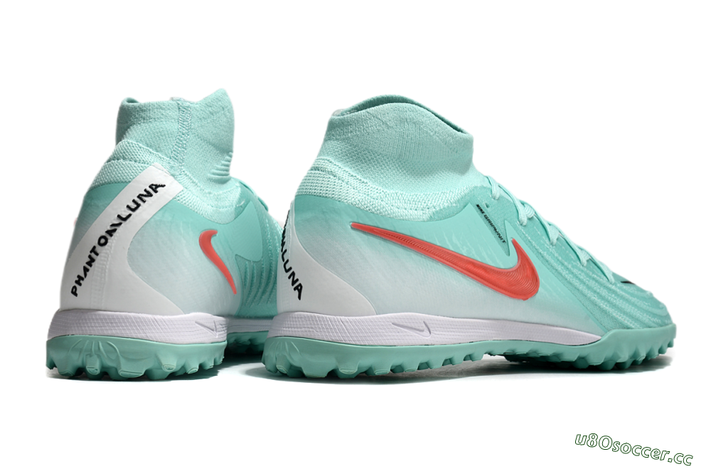 Men's Nike Phantom Luna Elite TF Artificial Turf High-Tops Football Shoes - Jade/Red/White 6