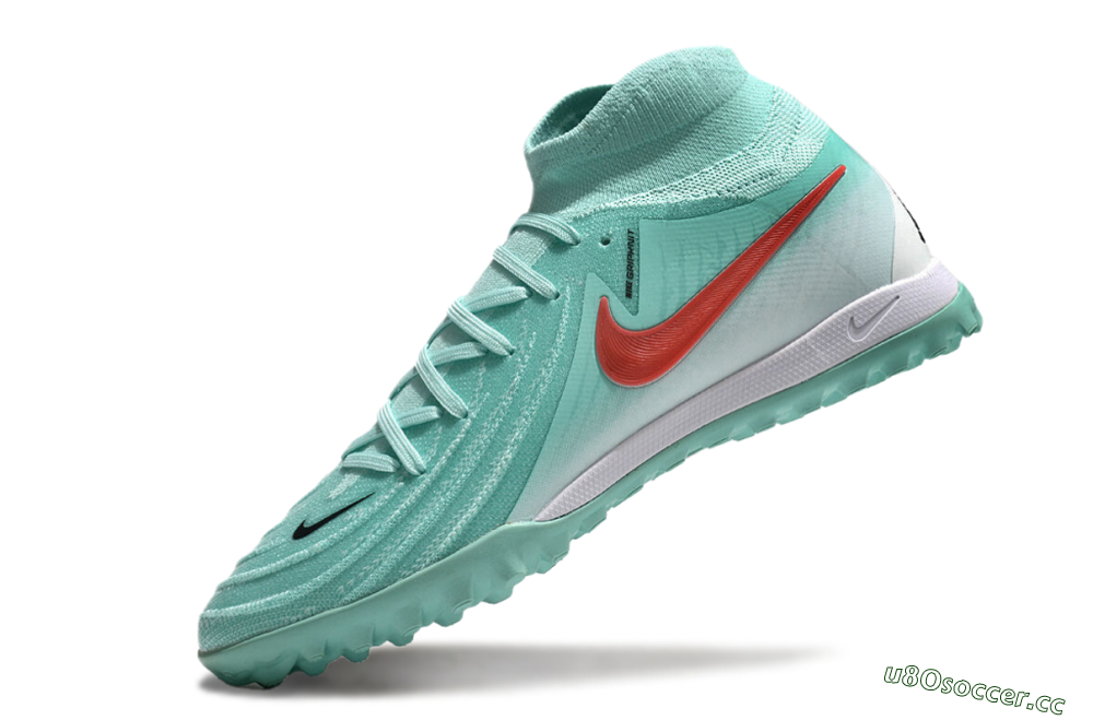 Men's Nike Phantom Luna Elite TF Artificial Turf High-Tops Football Shoes - Jade/Red/White 5