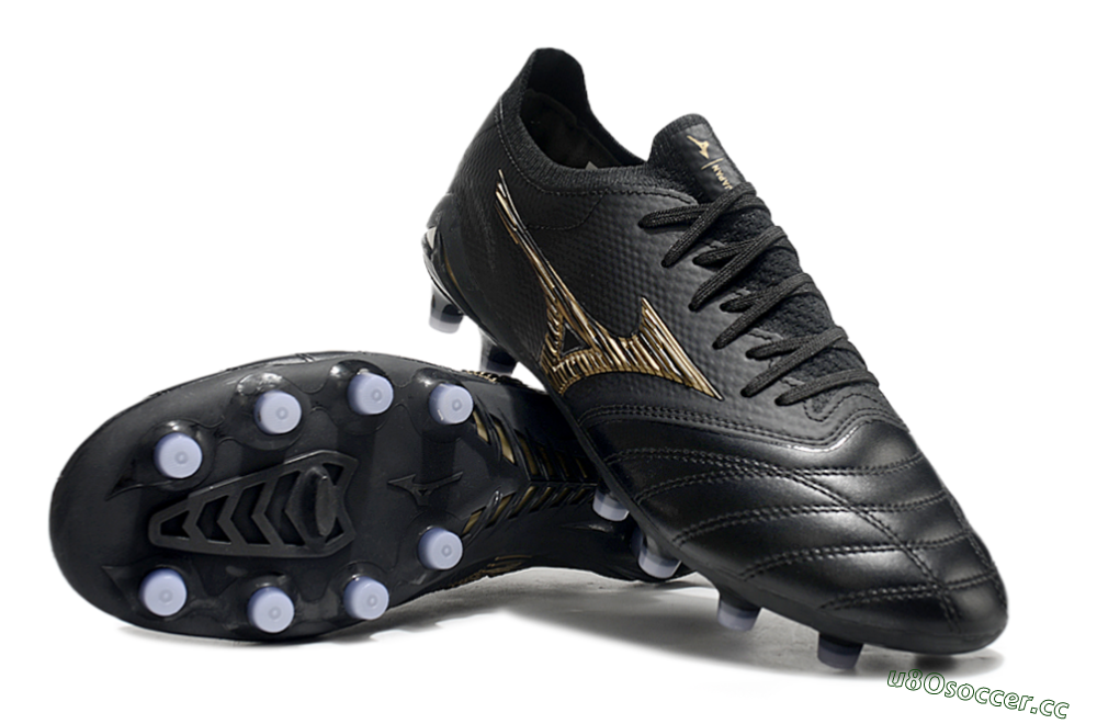 Men's Mizuno Morelia Neo 3 FG Firm Ground Low-Tops Football Boots - Black/Gold 4