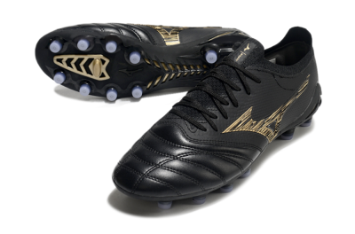 Men's Mizuno Morelia Neo 3 FG Firm Ground Low-Tops Football Boots - Black/Gold