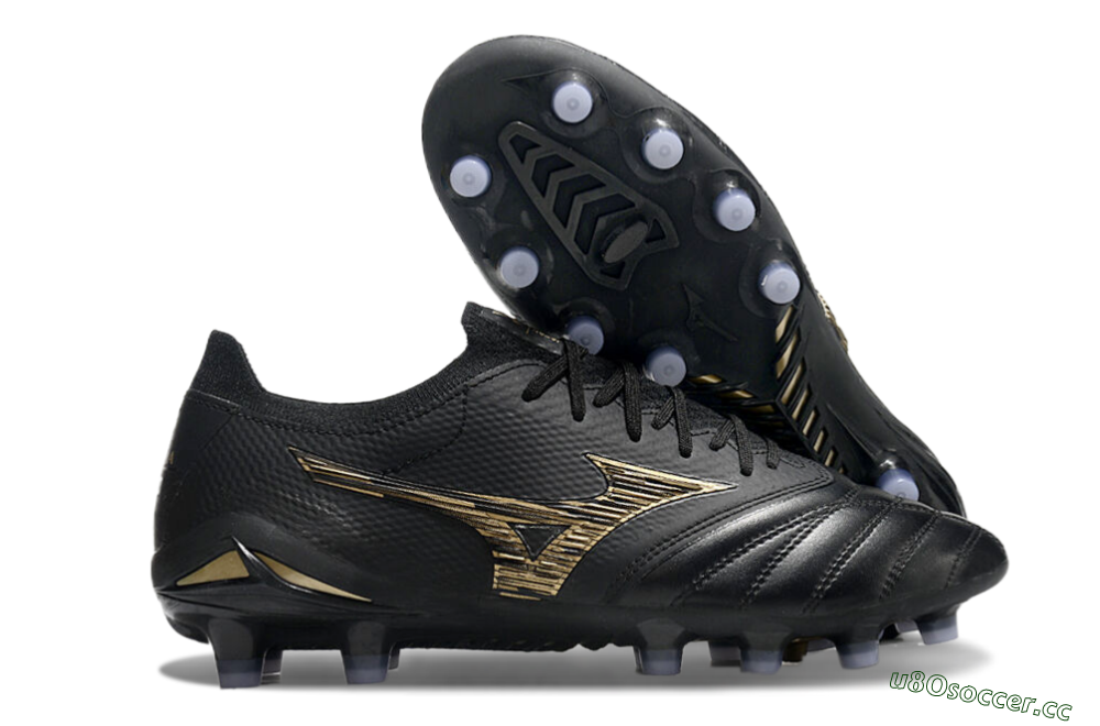Men's Mizuno Morelia Neo 3 FG Firm Ground Low-Tops Football Boots - Black/Gold 2