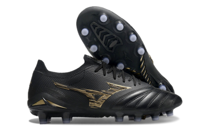 Men's Mizuno Morelia Neo 3 FG Firm Ground Low-Tops Football Boots - Black/Gold