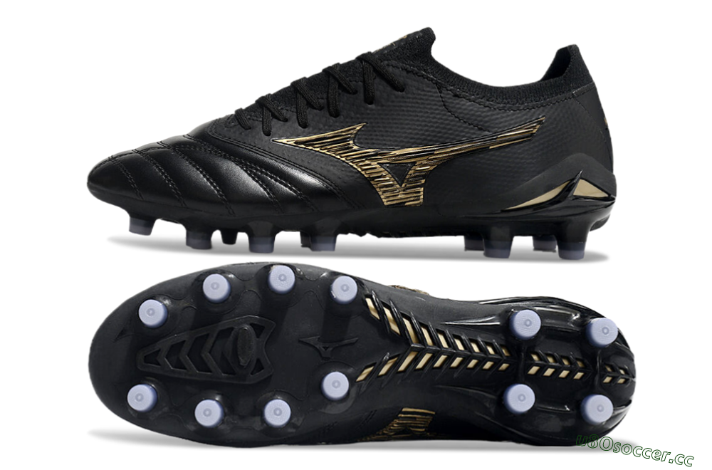 Men's Mizuno Morelia Neo 3 FG Firm Ground Low-Tops Football Boots - Black/Gold 1