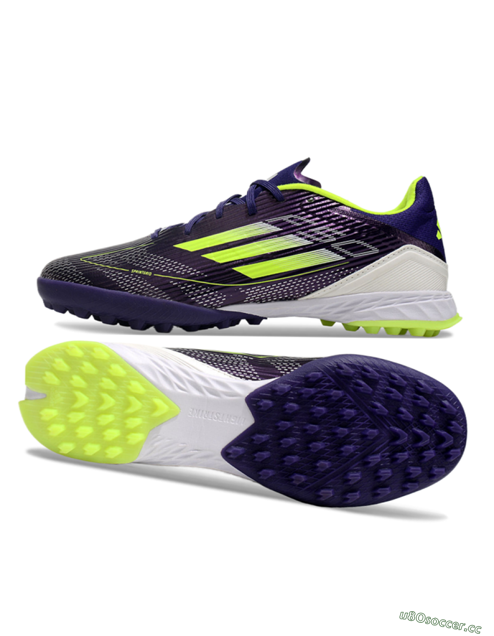 Unisex Adidas F50 Pro TF Artificial Turf Low-Tops Football Shoes - Purple/Yellow/Blue 1