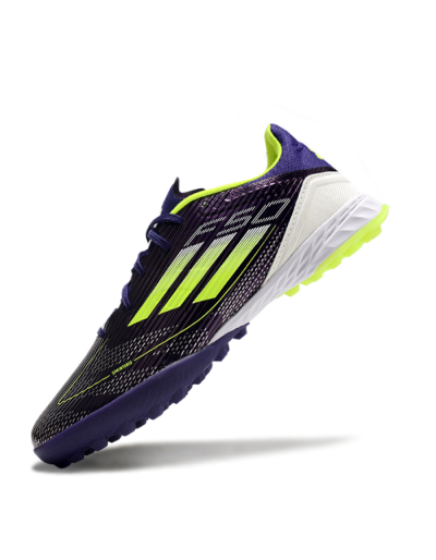 Unisex Adidas F50 Pro TF Artificial Turf Low-Tops Football Shoes - Purple/Yellow/Blue