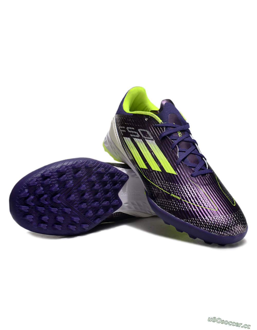 Unisex Adidas F50 Pro TF Artificial Turf Low-Tops Football Shoes - Purple/Yellow/Blue 3