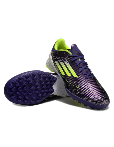 Unisex Adidas F50 Pro TF Artificial Turf Low-Tops Football Shoes - Purple/Yellow/Blue