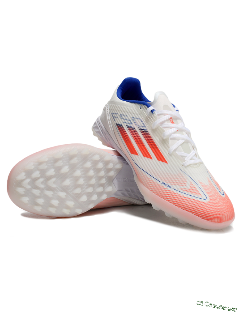 Unisex Adidas F50 Pro TF Artificial Turf Low-Tops Football Shoes - White/Red/Blue 3