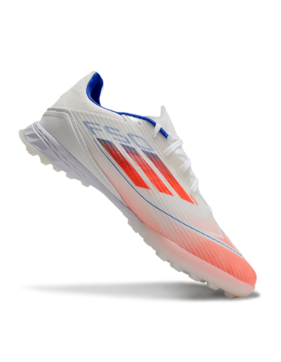 Unisex Adidas F50 Pro TF Artificial Turf Low-Tops Football Shoes - White/Red/Blue