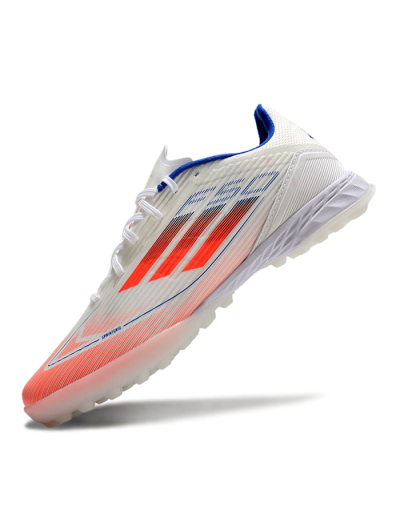 Unisex Adidas F50 Pro TF Artificial Turf Low-Tops Football Shoes - White/Red/Blue