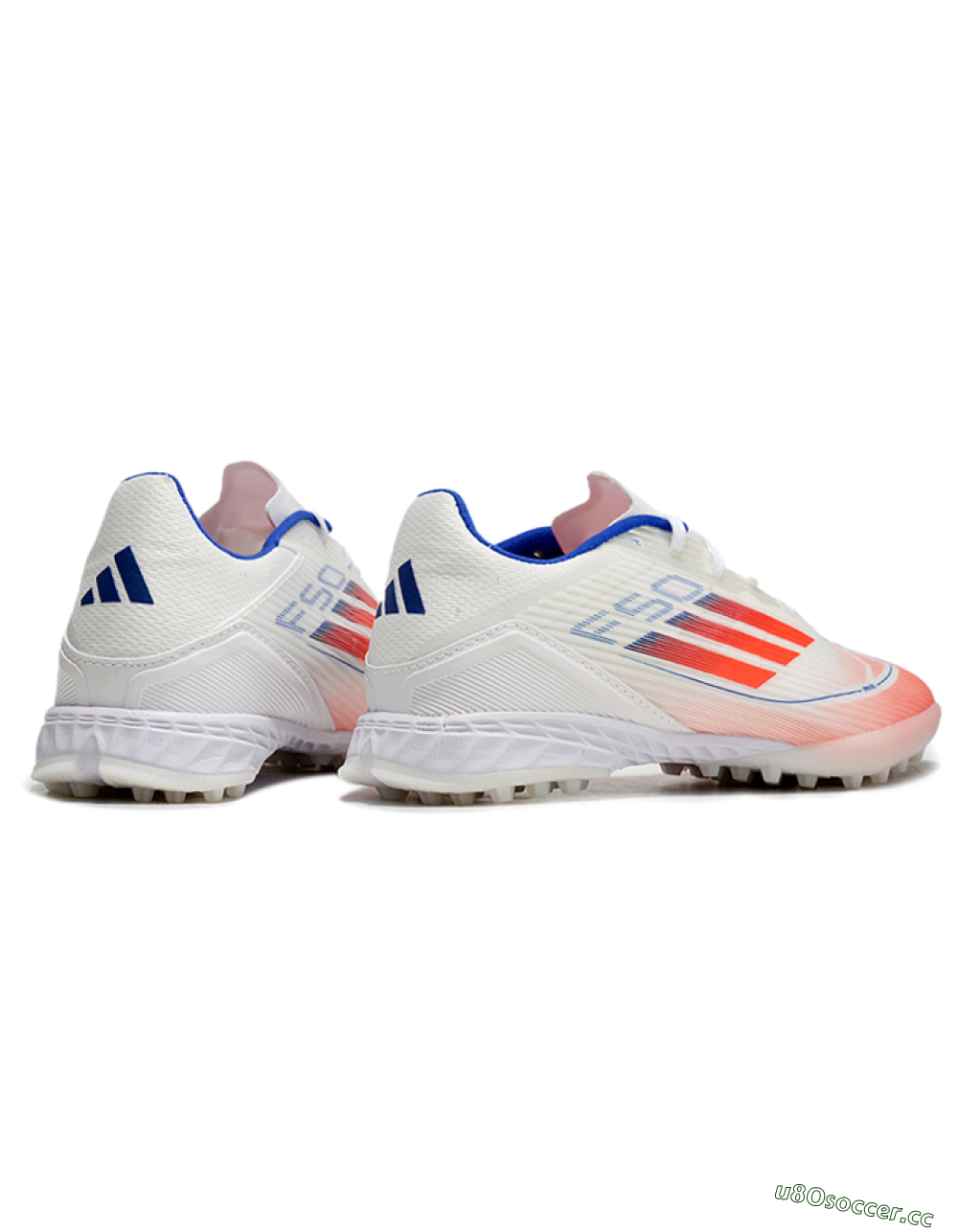 Unisex Adidas F50 Pro TF Artificial Turf Low-Tops Football Shoes - White/Red/Blue 6