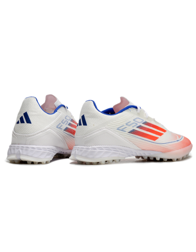 Unisex Adidas F50 Pro TF Artificial Turf Low-Tops Football Shoes - White/Red/Blue
