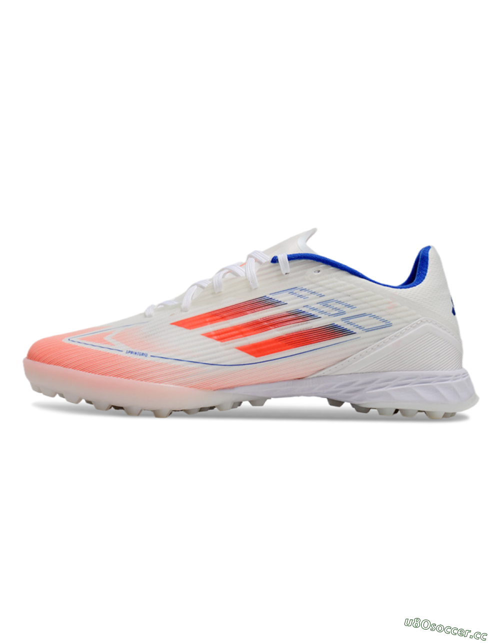 Unisex Adidas F50 Pro TF Artificial Turf Low-Tops Football Shoes - White/Red/Blue 0