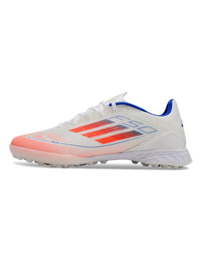 Unisex Adidas F50 Pro TF Artificial Turf Low-Tops Football Shoes - White/Red/Blue