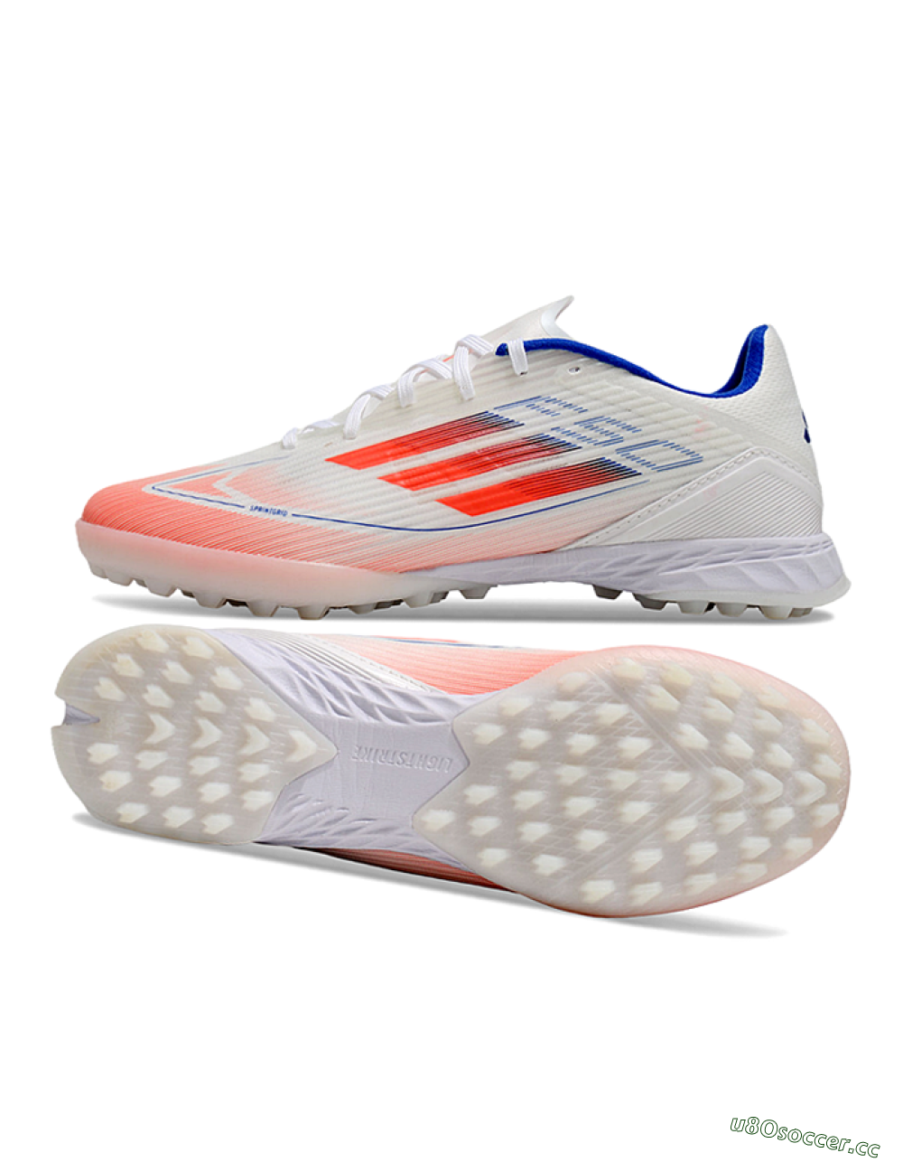 Unisex Adidas F50 Pro TF Artificial Turf Low-Tops Football Shoes - White/Red/Blue 1