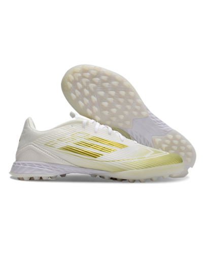 Unisex Adidas F50 Pro TF Artificial Turf Low-Tops Football Shoes - White/Gold