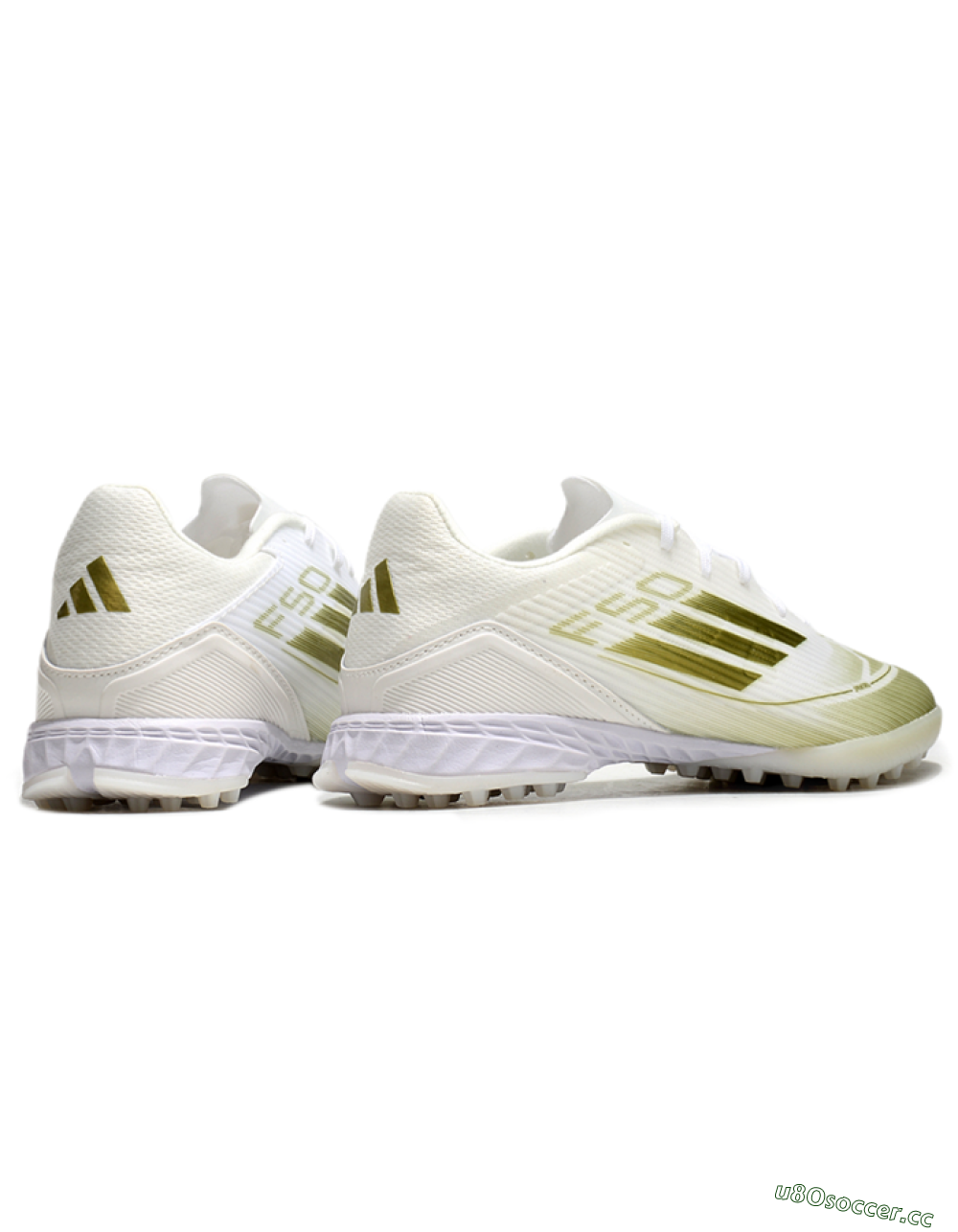 Unisex Adidas F50 Pro TF Artificial Turf Low-Tops Football Shoes - White/Gold 6