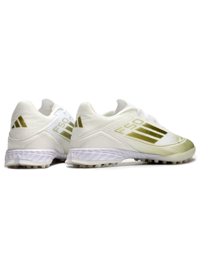 Unisex Adidas F50 Pro TF Artificial Turf Low-Tops Football Shoes - White/Gold