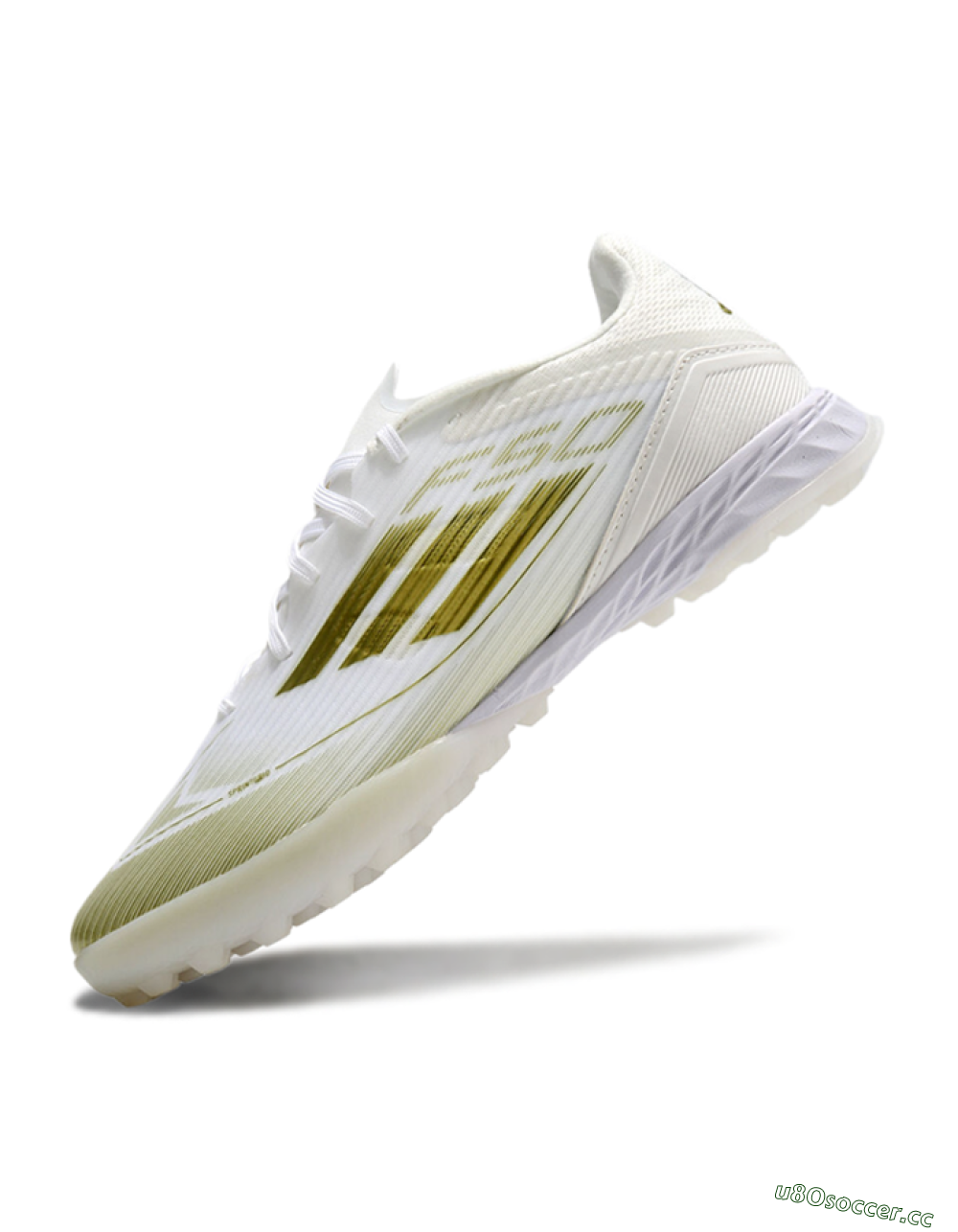 Unisex Adidas F50 Pro TF Artificial Turf Low-Tops Football Shoes - White/Gold 5