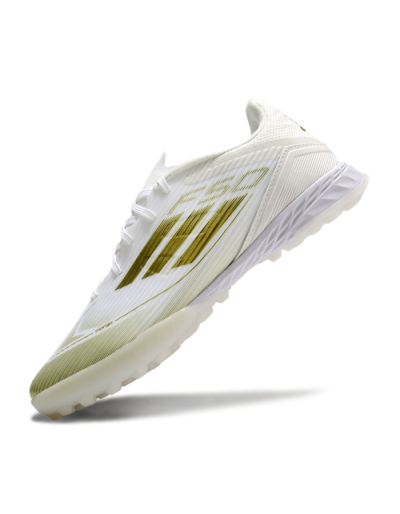 Unisex Adidas F50 Pro TF Artificial Turf Low-Tops Football Shoes - White/Gold