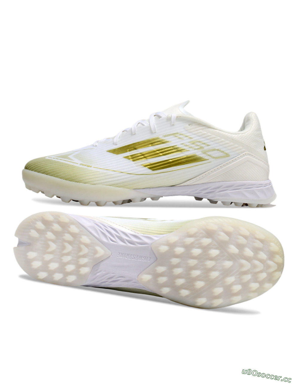 Unisex Adidas F50 Pro TF Artificial Turf Low-Tops Football Shoes - White/Gold 1