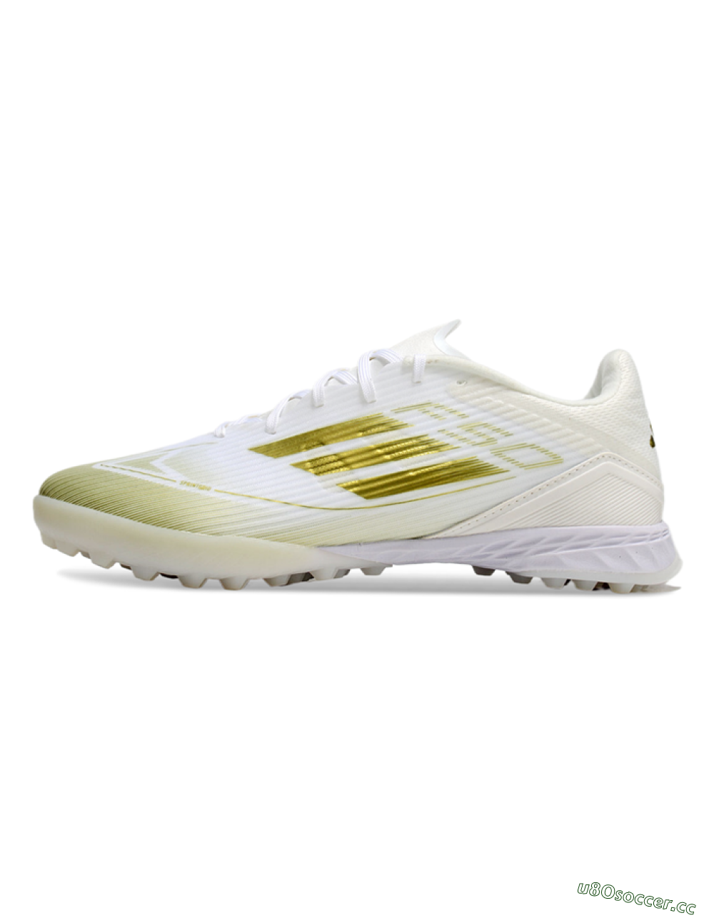 Unisex Adidas F50 Pro TF Artificial Turf Low-Tops Football Shoes - White/Gold 0