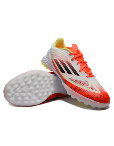 Unisex Adidas F50 Pro TF Artificial Turf Low-Tops Football Shoes - Red/White/Yellow