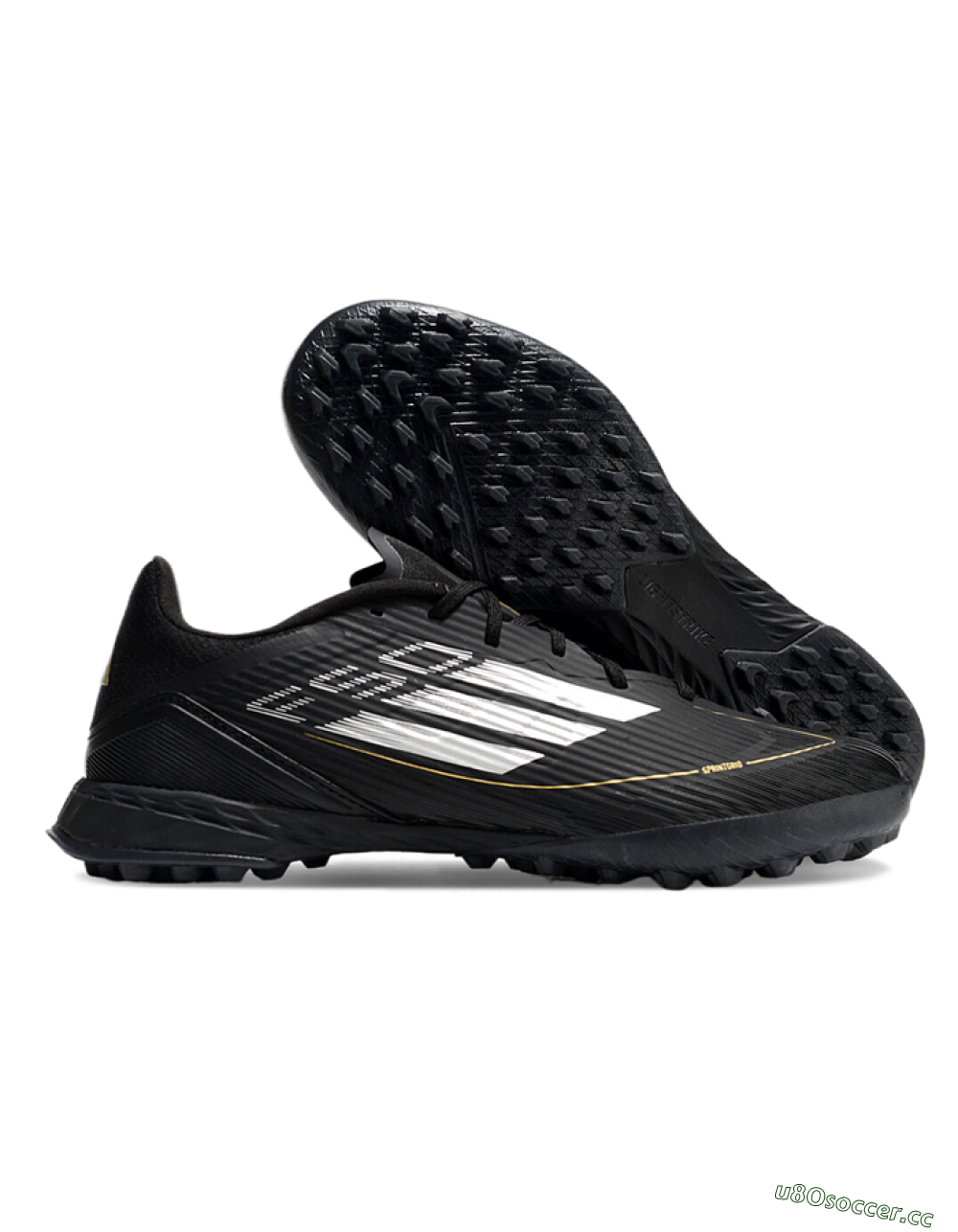 Unisex Adidas F50 Pro TF Artificial Turf Low-Tops Football Shoes - Black/White/Gold 2