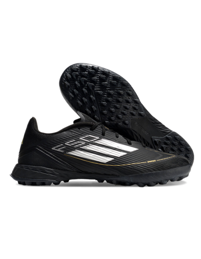 Unisex Adidas F50 Pro TF Artificial Turf Low-Tops Football Shoes - Black/White/Gold