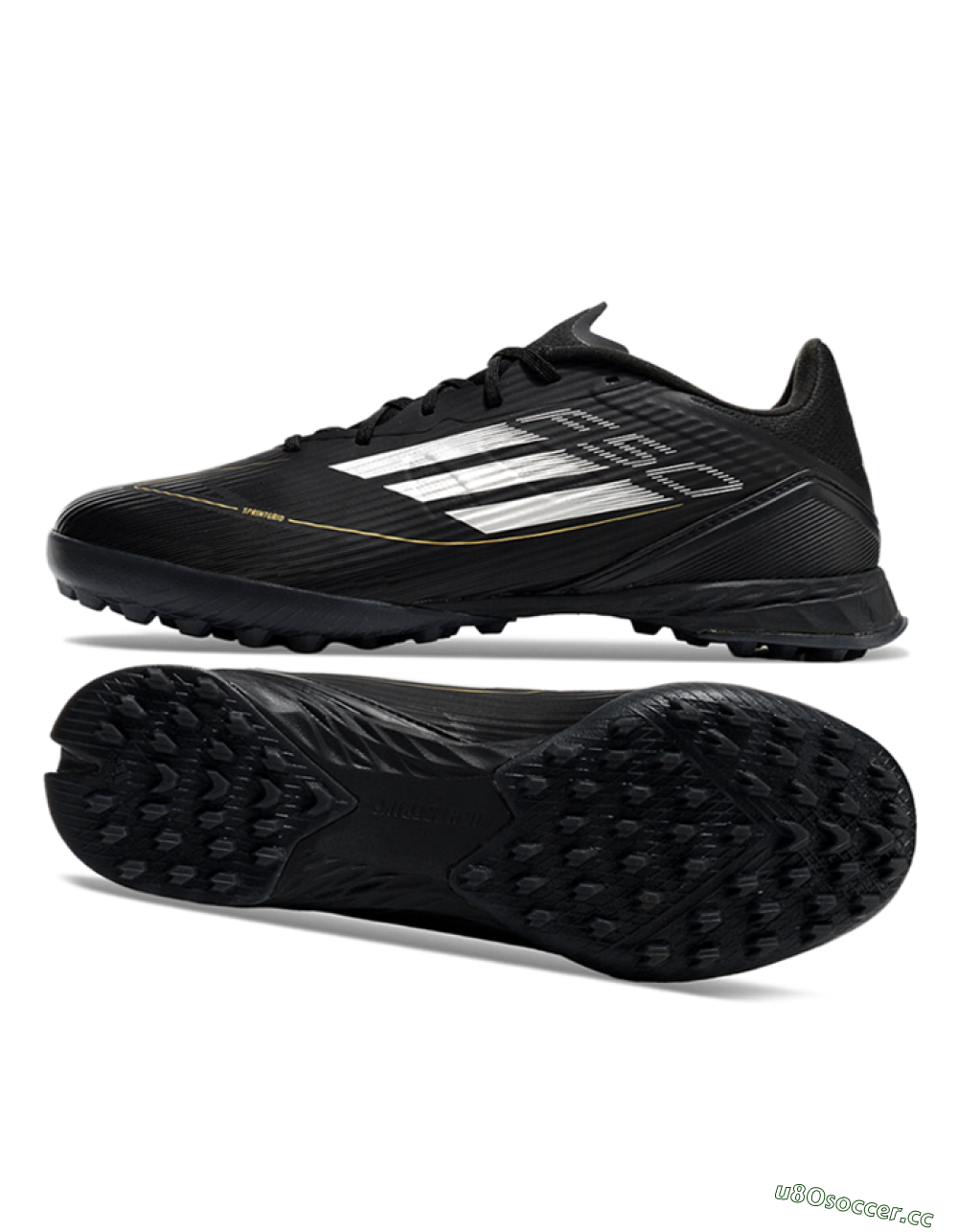 Unisex Adidas F50 Pro TF Artificial Turf Low-Tops Football Shoes - Black/White/Gold 1
