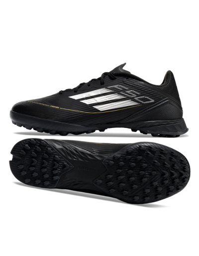 Unisex Adidas F50 Pro TF Artificial Turf Low-Tops Football Shoes - Black/White/Gold