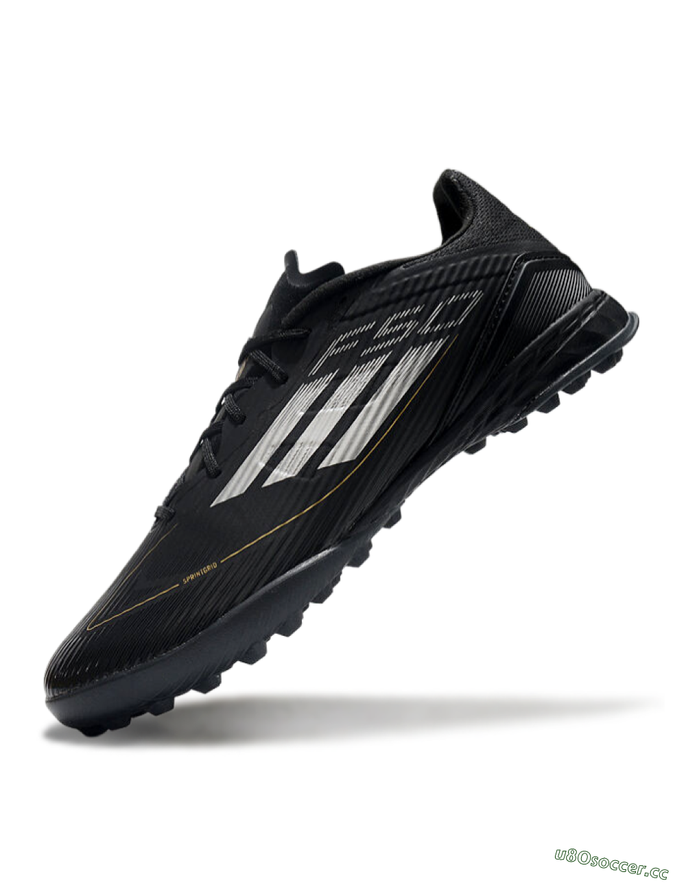 Unisex Adidas F50 Pro TF Artificial Turf Low-Tops Football Shoes - Black/White/Gold 5