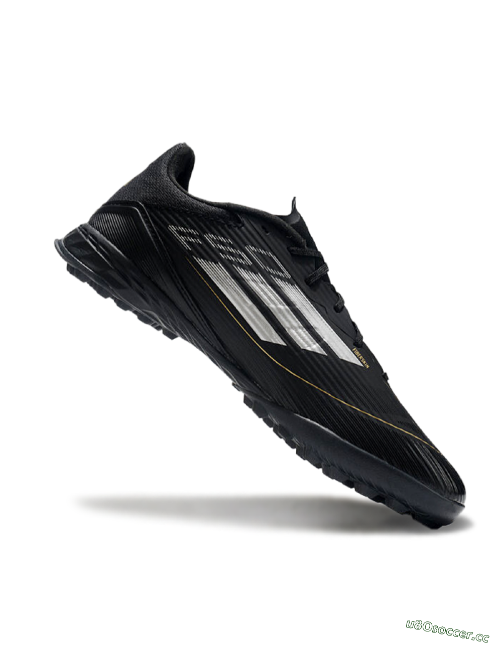 Unisex Adidas F50 Pro TF Artificial Turf Low-Tops Football Shoes - Black/White/Gold 4