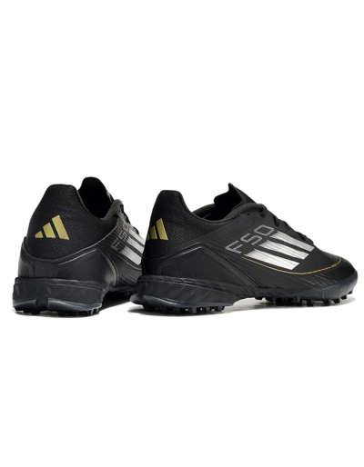 Unisex Adidas F50 Pro TF Artificial Turf Low-Tops Football Shoes - Black/White/Gold