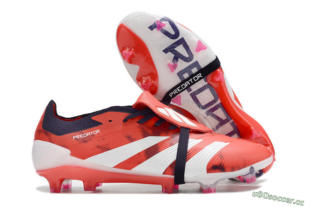 Unisex Adidas Predator Elite Foldover Tongue FG Firm Ground Low-Tops Football Boots - Red/White/Black 2
