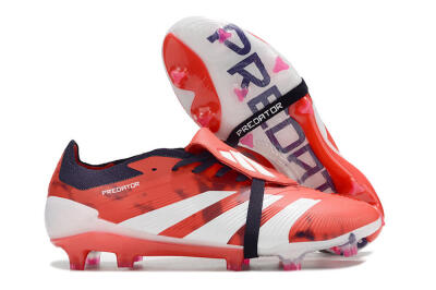Unisex Adidas Predator Elite Foldover Tongue FG Firm Ground Low-Tops Football Boots - Red/White/Black
