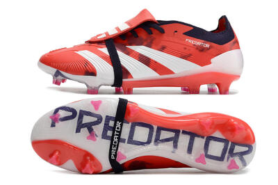 Unisex Adidas Predator Elite Foldover Tongue FG Firm Ground Low-Tops Football Boots - Red/White/Black