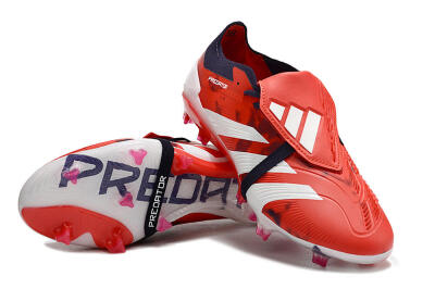 Unisex Adidas Predator Elite Foldover Tongue FG Firm Ground Low-Tops Football Boots - Red/White/Black