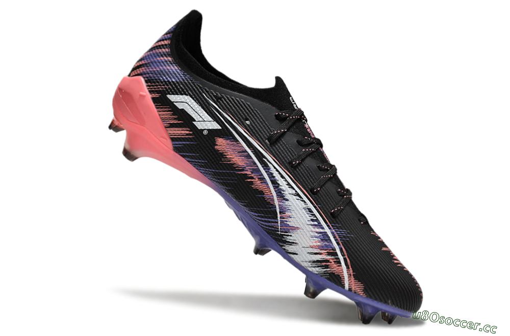 Men's Puma Ultra Ultimate FG Firm Ground Low-Tops Football Boots - Black/White/Purple/Pink 4
