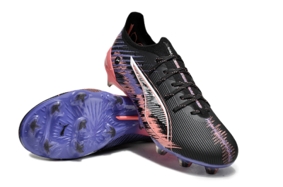 Men's Puma Ultra Ultimate FG Firm Ground Low-Tops Football Boots - Black/White/Purple/Pink