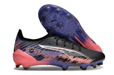 Men's Puma Ultra Ultimate FG Firm Ground Low-Tops Football Boots - Black/White/Purple/Pink
