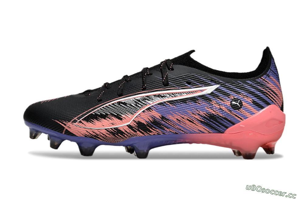 Men's Puma Ultra Ultimate FG Firm Ground Low-Tops Football Boots - Black/White/Purple/Pink 0