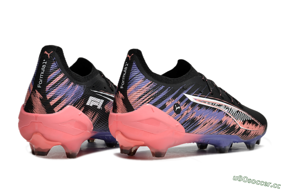 Men's Puma Ultra Ultimate FG Firm Ground Low-Tops Football Boots - Black/White/Purple/Pink 6