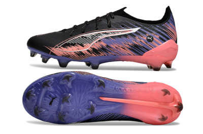 Men's Puma Ultra Ultimate FG Firm Ground Low-Tops Football Boots - Black/White/Purple/Pink