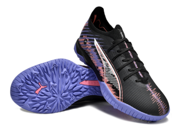 Men's Puma Ultra Ultimate TF Artificial Turf Low-Tops Football Shoes - Black/White/Purple/Pink