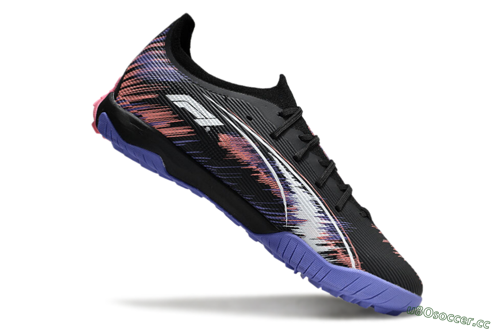 Men's Puma Ultra Ultimate TF Artificial Turf Low-Tops Football Shoes - Black/White/Purple/Pink 4