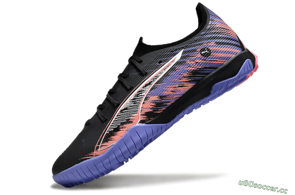 Men's Puma Ultra Ultimate TF Artificial Turf Low-Tops Football Shoes - Black/White/Purple/Pink 5