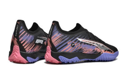 Men's Puma Ultra Ultimate TF Artificial Turf Low-Tops Football Shoes - Black/White/Purple/Pink