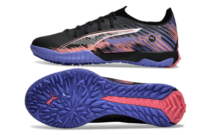 Men's Puma Ultra Ultimate TF Artificial Turf Low-Tops Football Shoes - Black/White/Purple/Pink
