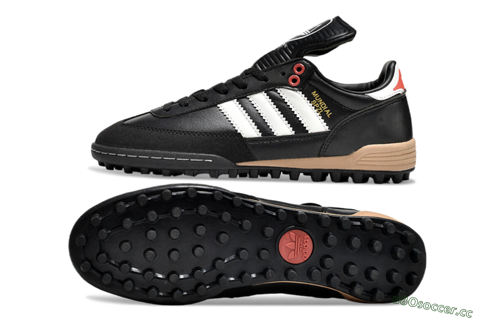 Men's Adidas Mundial Team Astro TF Artificial Turf Low-Tops Football Shoes - Black/White/Red 1